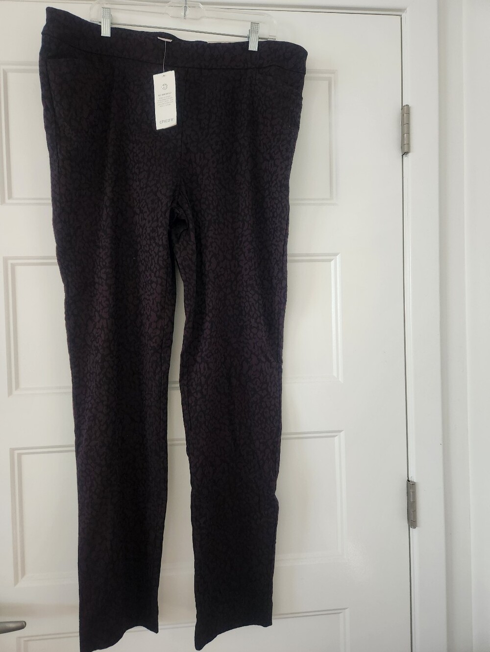Chico's Dark Purple And Black Straight Leg Patterned Pants Sz. 18T